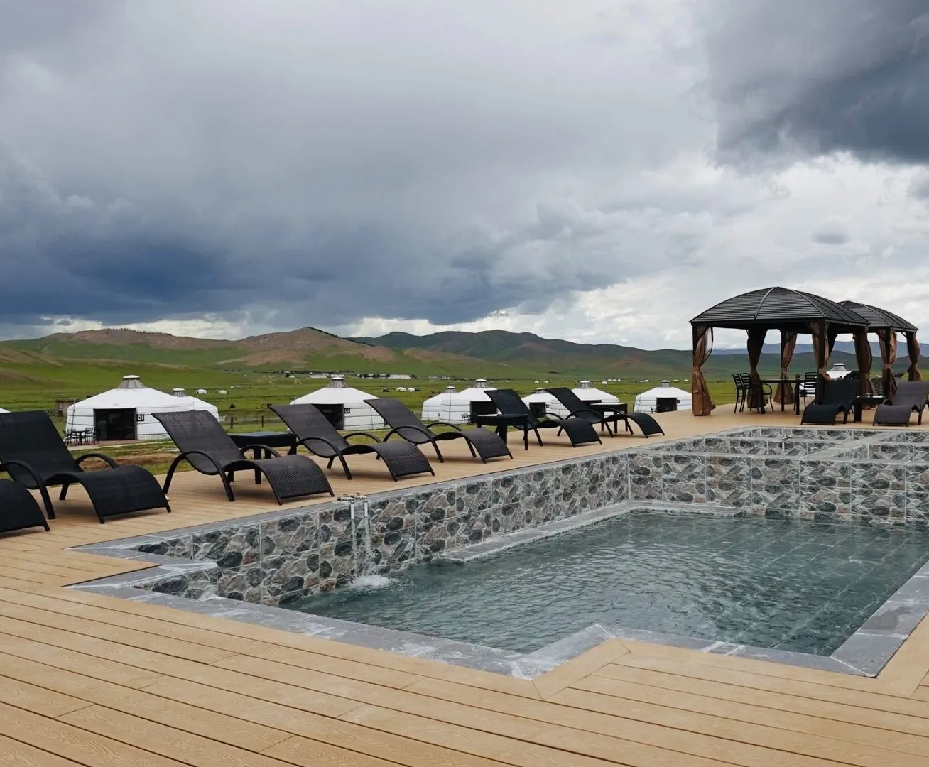 A relaxing hot spring is the perfect escape after a long day of riding